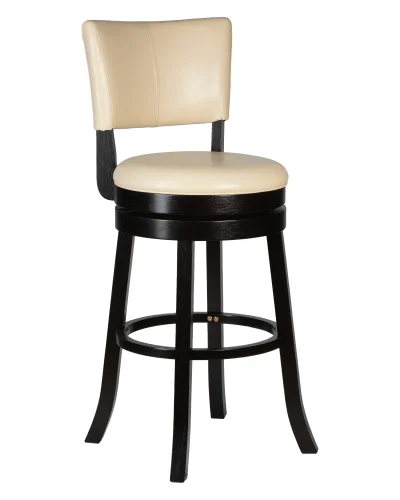 Вращающийся полубарный стул 4090-LMU JOHN COUNTER, цвет сиденья кремовый, цвет дерева капучино Dobrin, кремовый/экокожа, ножки/дерево/капучино, размеры - ****430*495