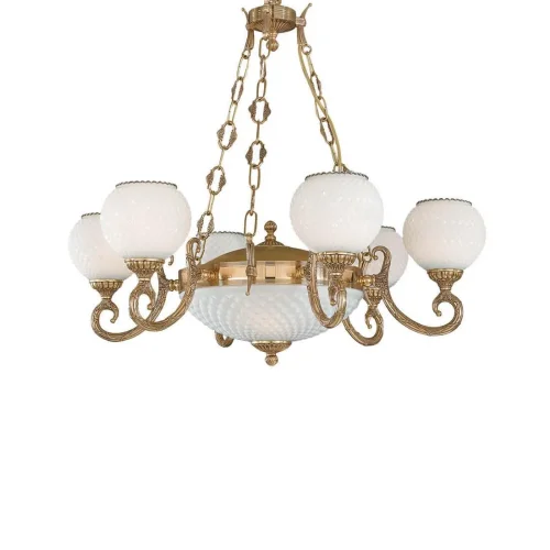 Люстра подвесная  L 8550/6+2 Reccagni Angelo белая на 8 ламп, основание золотое в стиле классический  фото 2