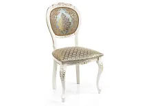 Деревянный стул Adriano 2 молочный / патина 438321 Woodville, золотой/ткань, ножки/массив бука/молочный, размеры - ****500*540