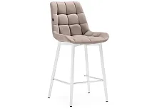 Полубарный стул Алст К латте / белый 502280 Woodville, бежевый/велюр, ножки/металл/белый, размеры - ****500*