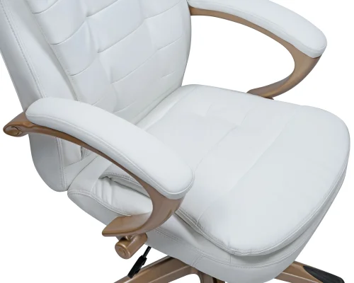 Офисное кресло для руководителей 106B-LMR DONALD, цвет белый Dobrin, белый/экокожа, ножки/металл/бежевый, размеры - 1030*1110***720*720 фото 7