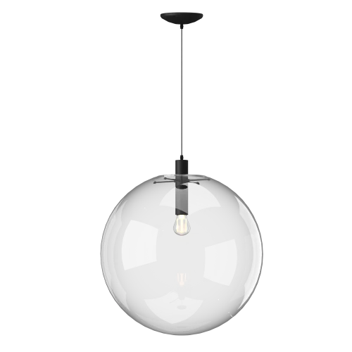 Светильник подвесной 0869PLC-1BK Milosh Tendence прозрачный 1 лампа, основание чёрное в стиле современный шар