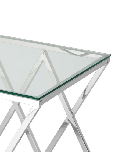 Журнальный стол 55*55 ИНСИГНИЯ, прозрачное стекло, сталь серебро УТ000001506 Stool Group столешница прозрачная из стекло фото 2