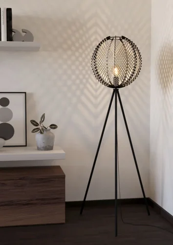 Торшер Waverton 44009 Eglo на треноге чёрный белый на 1 лампу, основание чёрное в стиле современный лофт фото 5