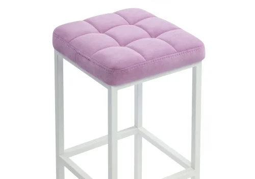 Барный стул Лофт катания лаванда / белый матовый 507427 Woodville, розовый/велюр, ножки/металл/белый, размеры - ****350*350 фото 3