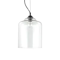Светильник подвесной лофт BISTRO' SP1 SQUARE TRASPARENTE Ideal Lux прозрачный 1 лампа, основание чёрное в стиле лофт 