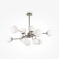 Люстра на штанге Erich MOD221-PL-12-N Maytoni белая на 12 ламп, основание никель в стиле современный шар