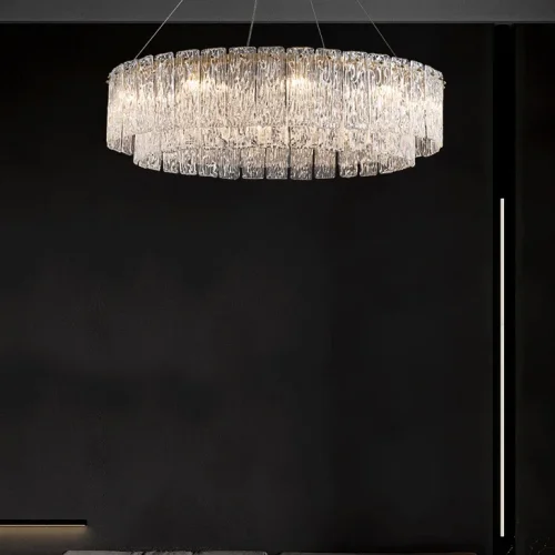 Люстра подвесная FAUSTINA D80 220069-23 ImperiumLoft прозрачная на 1 лампа, основание латунь в стиле современный  фото 11