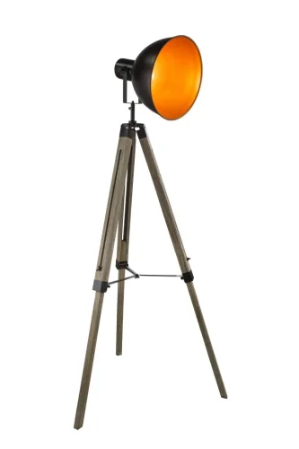 Торшер лофт EVY 58288 Globo на треноге прожектор чёрный золотой 1 лампа, основание чёрное в стиле лофт
