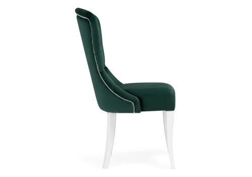 Деревянный стул Милано 1 зеленый / белый 474339 Woodville, зелёный/велюр, ножки/дерево/белый, размеры - ****510*590 фото 4