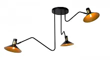 Светильник потолочный Pepijn 05128/03/30 Lucide чёрный матовый золото 3 лампы, основание чёрное в стиле современный лофт 