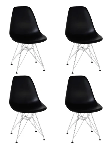 Стул обеденный набор 4 шт. SET-4 638APP-LMZL DSR, цвет сиденья черный (B-03), цвет основания хромированная сталь Dobrin, /полимер, ножки/металл/хром, размеры - *800***460*535