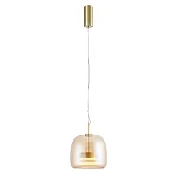 Светильник подвесной LED Reflex 4235-1P Favourite янтарный на 1 лампу, основание матовое золото в стиле современный 
