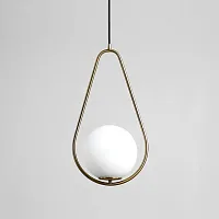 Светильник подвесной HOOP DROP Brass 213739-26 ImperiumLoft белый 1 лампа, основание латунь в стиле современный 