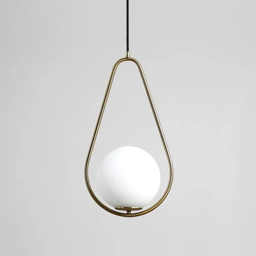 Светильник подвесной HOOP DROP Brass 213739-26 ImperiumLoft белый на 1 лампу, основание латунь в стиле современный 