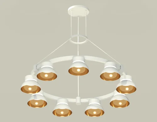 Светильник подвесной XR92031702 Ambrella light золотой белый 9 ламп, основание белое в стиле хай-тек современный 