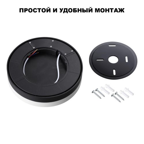 Потолочный светильник ЛЕД уличный Опал (Opal) 359729 Novotech уличный IP65 чёрный на 1 лампу, плафон белый в стиле современный минимализм хай-тек лофт ЛЕД фото 6