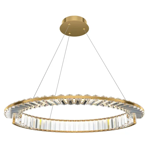 Люстра подвесная LED Krone P097PL-L36BS3K1 Maytoni прозрачная на 1 лампу, основание латунь в стиле современный кольца