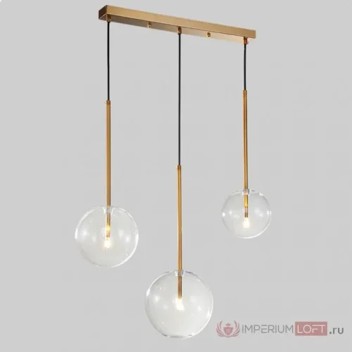 Светильник подвесной ARTO 3 D20 182688-26 ImperiumLoft прозрачный на 3 лампы, основание золотое в стиле лофт современный 