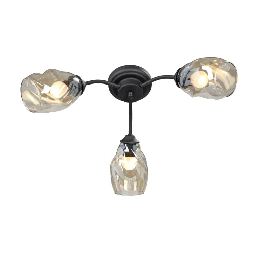 Люстра потолочная V4929-1/3PL Vitaluce янтарная на 3 лампы, основание чёрное в стиле арт-деко  фото 3