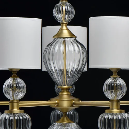 Люстра подвесная Оделия 619011305 Chiaro белая на 5 ламп, основание латунь в стиле классика  фото 8