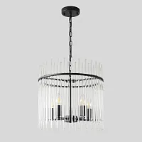 Люстра подвесная CLARO SP5 Crystal Lux прозрачная на 5 ламп, основание чёрное в стиле современный 