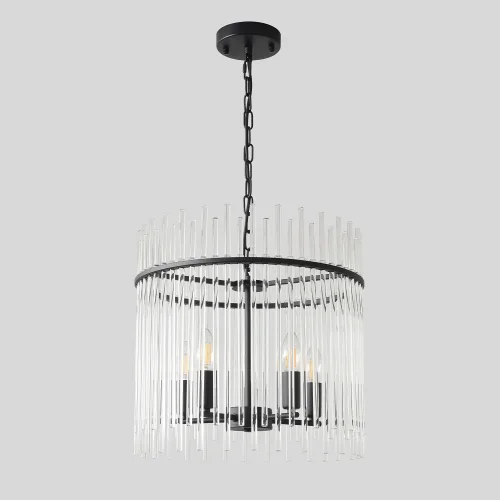 Люстра подвесная CLARO SP5 Crystal Lux прозрачная на 5 ламп, основание чёрное в стиле современный 