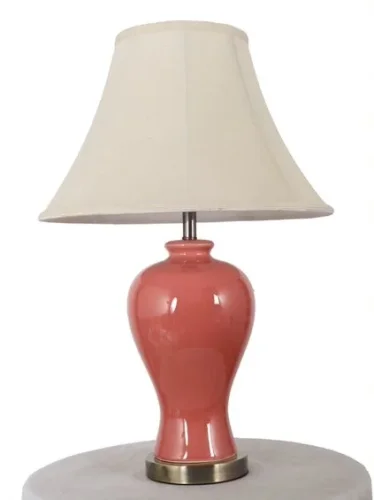 Настольная лампа Gianni E 4.1 P Arti Lampadari бежевая 1 лампа, основание розовое керамика в стиле классический прованс 