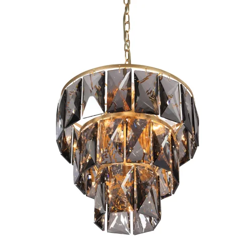 Люстра подвесная V5276-8/6+1 Vitaluce серая чёрная на 7 ламп, основание золотое в стиле современный классический фото 3