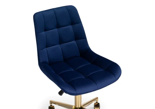 Компьютерное кресло Честер синий / золото 533179 Woodville, синий/велюр, ножки/металл/золото, размеры - *920***490*600 фото 6