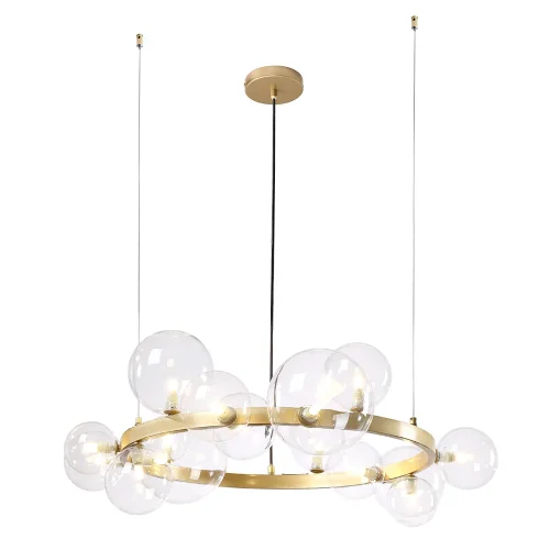 Люстра подвесная AGATA SP15 V2 GOLD/TRANSPARENTE Crystal Lux прозрачная на 15 ламп, основание золотое в стиле современный шар фото 3
