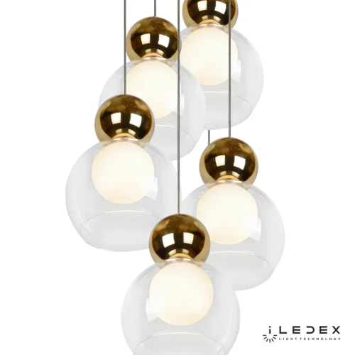 Светильник подвесной LED Blossom C4476-5R GL iLedex прозрачный золотой 1 лампа, основание хром в стиле современный хай-тек каскад шар фото 3