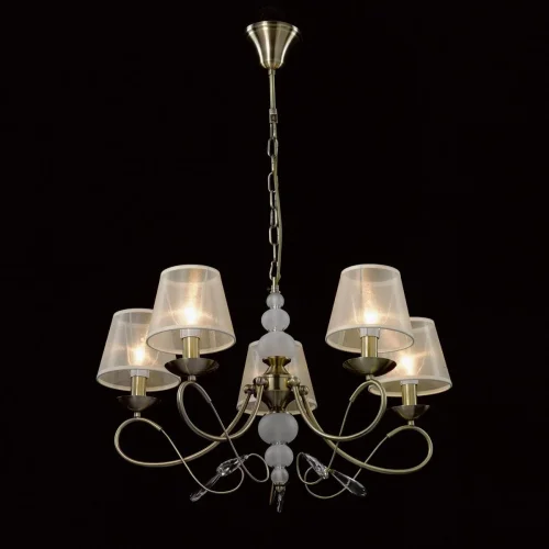 Люстра подвесная Федерика 684012305 MW-Light бежевая на 5 ламп, основание античное бронза в стиле классический  фото 2