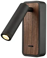 Бра с выключателем LED 406-021-01 Velante чёрный 1 лампа, основание чёрное коричневое в стиле кантри современный для чтения