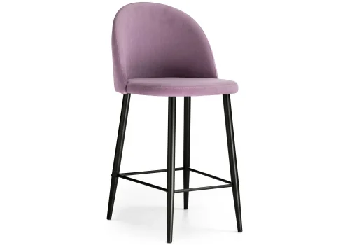 Барный стул Амизуре лавандовый / черный матовый 448660 Woodville, фиолетовый/велюр, ножки/металл/чёрный, размеры - ****480*530