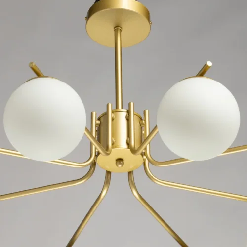 Люстра потолочная Оливия 306017208 DeMarkt белая на 8 ламп, основание золотое в стиле современный фото 6 Люстра потолочная Оливия 306017208 DeMarkt белая на 8 ламп, основание золотое в стиле современный фото 6