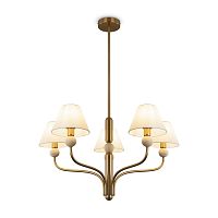 Люстра на штанге Aurelia FR2058PL-05BS Freya белая на 5 ламп, основание латунь в стиле классический кантри американский Люстра на штанге Aurelia FR2058PL-05BS Freya белая на 5 ламп, основание латунь в стиле классический кантри американский