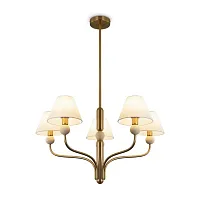 Люстра на штанге Aurelia FR2058PL-05BS Freya белая на 5 ламп, основание латунь в стиле классический кантри американский Люстра на штанге Aurelia FR2058PL-05BS Freya белая на 5 ламп, основание латунь в стиле классический кантри американский