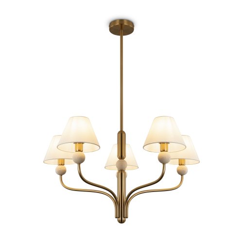 Люстра на штанге Aurelia FR2058PL-05BS Freya белая на 5 ламп, основание латунь в стиле классический кантри американский Люстра на штанге Aurelia FR2058PL-05BS Freya белая на 5 ламп, основание латунь в стиле классический кантри американский