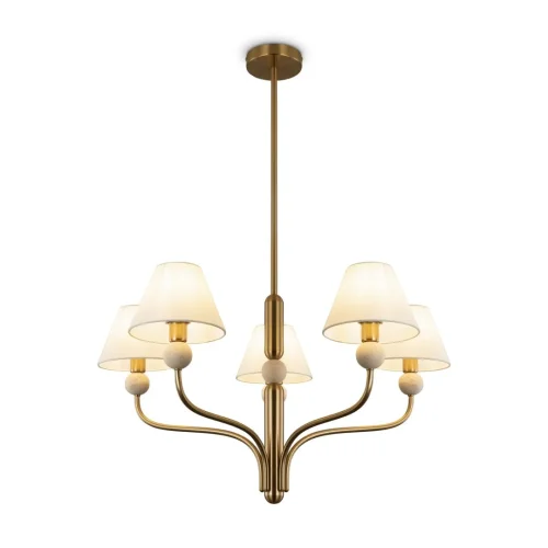 Люстра на штанге Aurelia FR2058PL-05BS Freya белая на 5 ламп, основание латунь в стиле классический американский кантри Люстра на штанге Aurelia FR2058PL-05BS Freya белая на 5 ламп, основание латунь в стиле классический американский кантри