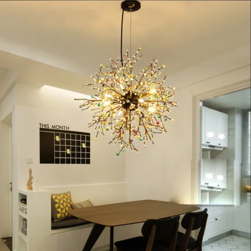 Люстра подвесная MARITZA D60 Multicolor 219494-23 ImperiumLoft разноцветная на 8 ламп, основание чёрное в стиле флористика скандинавский современный фото 4