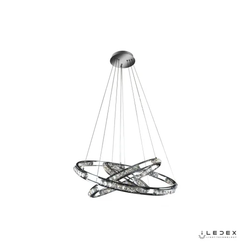 Люстра подвесная LED с пультом Crystal 16364/800+600+400 CR iLedex хром на 1 лампу, основание хром в стиле хай-тек современный с пультом кольца фото 2