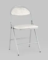 Стул складной Hagen экокожа белый мрамор каркас металлик УТ000036849 Stool Group, белый/экокожа, ножки/металл/серый, размеры - *820***440*460