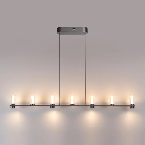 Светильник подвесной Defance 7143/45L Odeon Light прозрачный на 7 ламп, основание серое чёрное в стиле современный классический линейный фото 4