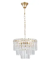 Люстра подвесная Crystal V10740-4P Moderli прозрачная на 4 лампы, основание золотое в стиле классический современный 