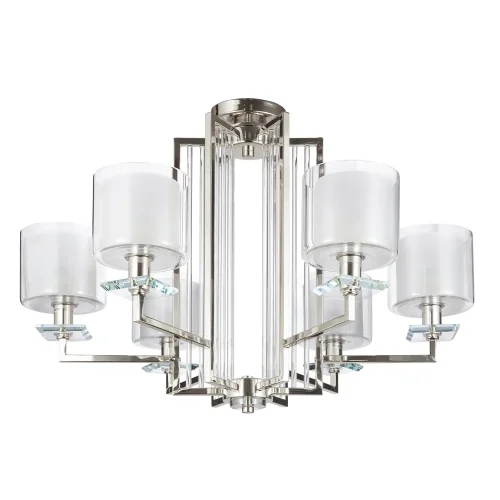 Люстра подвесная NICOLAS SP-PL6 NICKEL/WHITE Crystal Lux белая на 6 ламп, основание никель в стиле современный фото 2