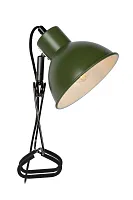 Настольная лампа на прищепке Moys 45987/01/33 Lucide зелёная 1 лампа, основание чёрное металл в стиле винтаж современный 