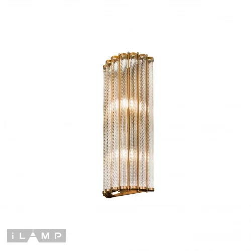 Бра Manhattan MB0266-2 Antique iLamp прозрачный на 2 лампы, основание античное латунь в стиле американский современный  фото 3