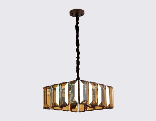 Люстра подвесная Traditional TR5150 Ambrella light янтарная на 6 ламп, основание коричневое в стиле классический современный  фото 4