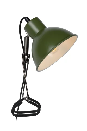 Настольная лампа на прищепке Moys 45987/01/33 Lucide зелёная 1 лампа, основание чёрное металл в стиле винтаж модерн 